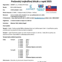 Pozvánka - Šachový turnaj - Prešovský trojkráľový blicák a rapid 2025 - 5.1.2025